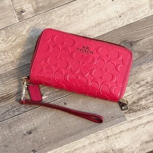 Coach Pink Patent Leather Wristlet Wallet